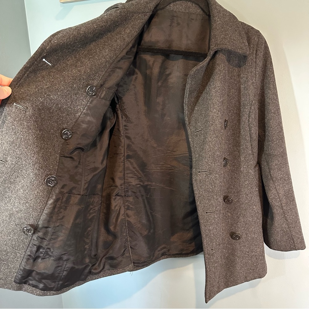 Women’s Warm Double Breasted Peacoat in Dark Grey - Picture 8 of 9